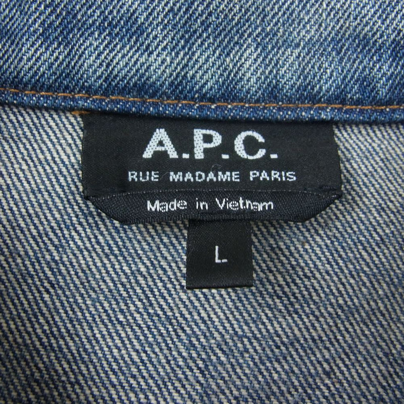 A.P.C. アーペーセー DENIM JACKET デニム ジャケット インディゴブルー系 L【中古】