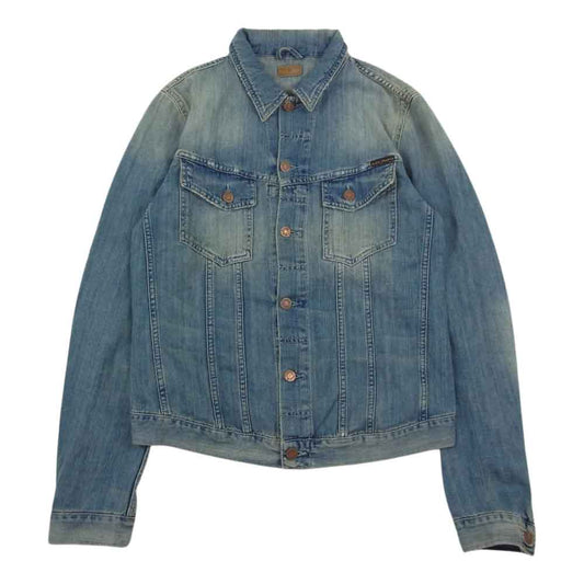 Nudie Jeans ヌーディージーンズ SE-411 17 BILLY LIGHT SHADES USED 加工 デニム ジャケット インディゴブルー系 M【中古】