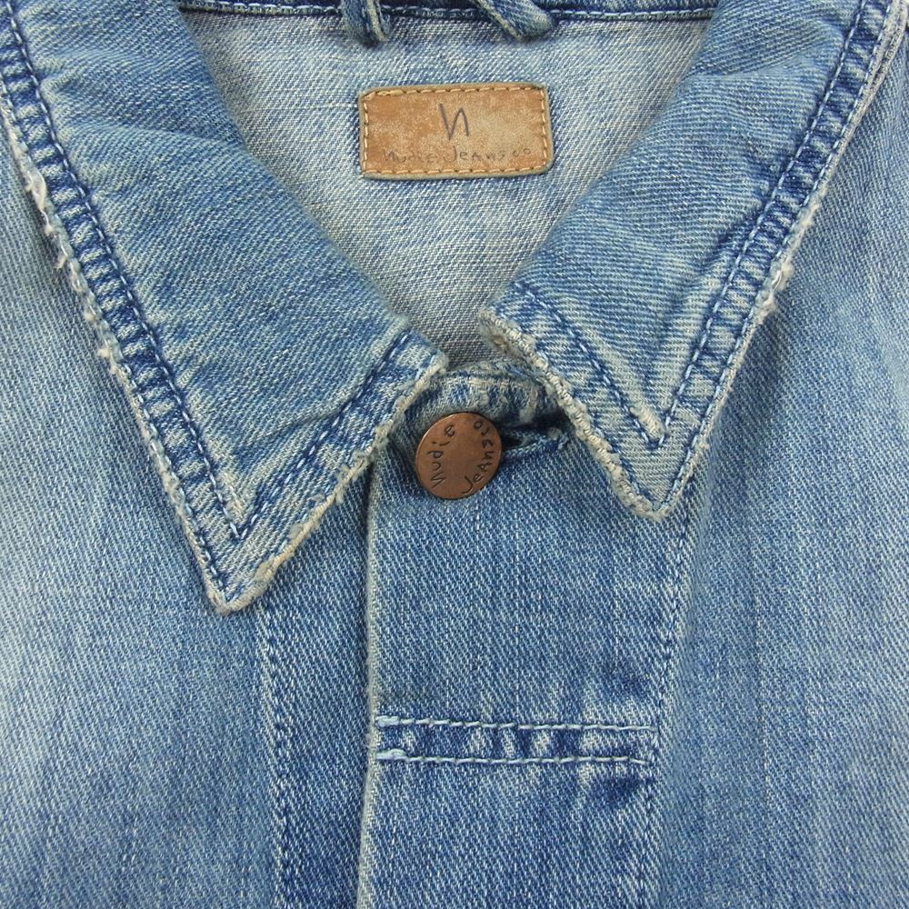 Nudie Jeans ヌーディージーンズ SE-411 17 BILLY LIGHT SHADES USED 加工 デニム ジャケット インディゴブルー系 M【中古】