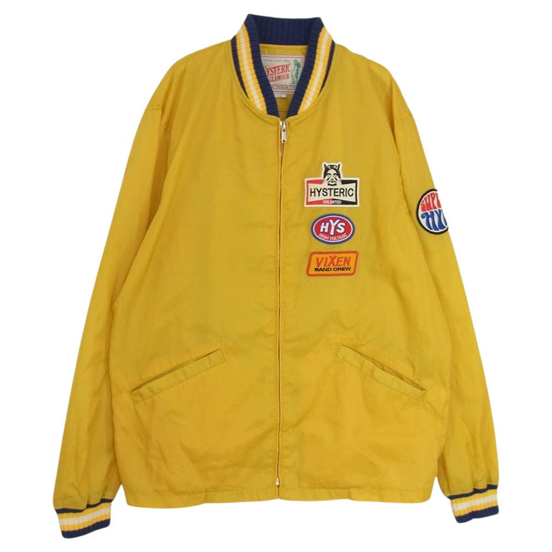 HYSTERIC GLAMOUR ヒステリックグラマー 20SS 02201AB02 SPARKS アップリケ レーシング ナイロン ジャケット イエロー系 L【中古】