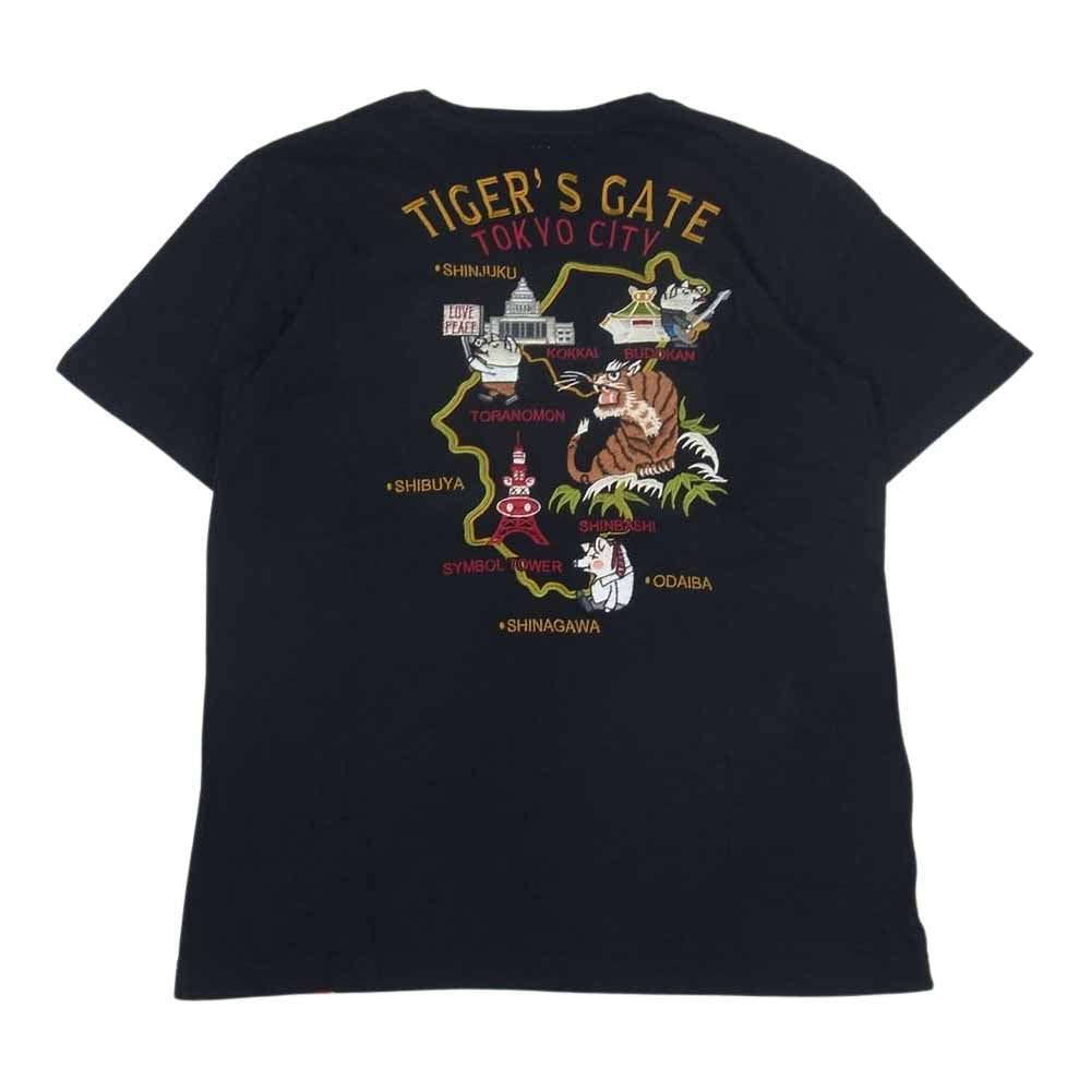 STUDIO D’ARTISAN ステュディオダルチザン 9860 TIGERS GATE 刺繍 スカ Tシャツ ブラック系 L【中古】