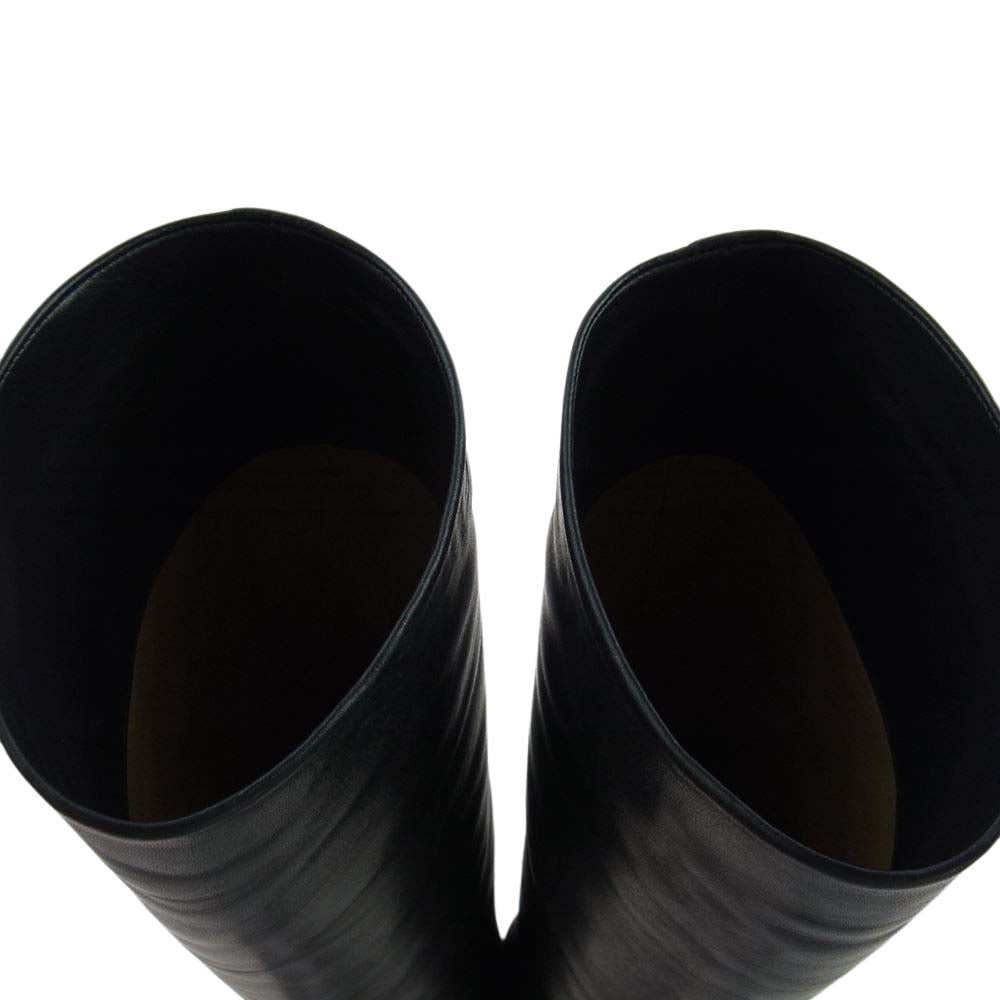 HERMES エルメス レザー ロング ヒール ブーツ ブラック系 35.5【中古】