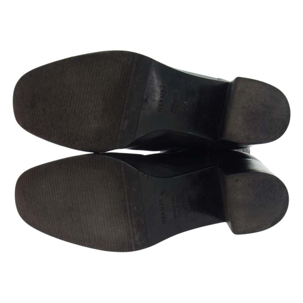 HERMES エルメス レザー ロング ヒール ブーツ ブラック系 35.5【中古】