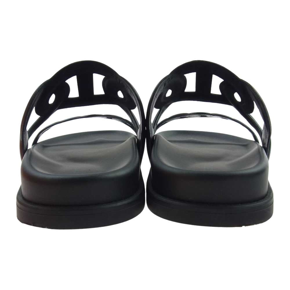 HERMES エルメス エクストラ シェーヌダンクル レザー サンダル ブラック系 36【中古】