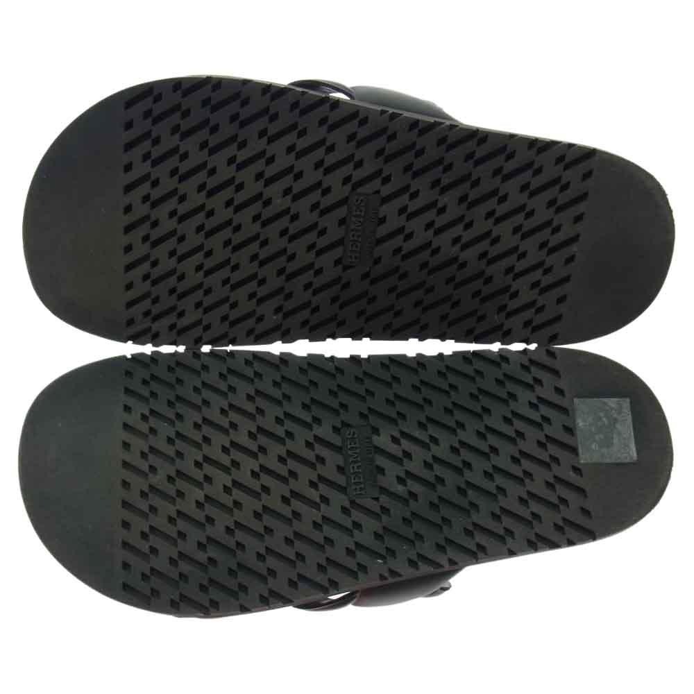 HERMES エルメス エクストラ シェーヌダンクル レザー サンダル ブラック系 36【中古】