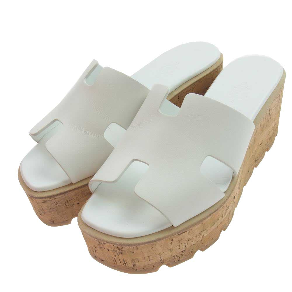 HERMES エルメス エズ コルクソール ミュール サンダル ホワイト ホワイト系 36【中古】