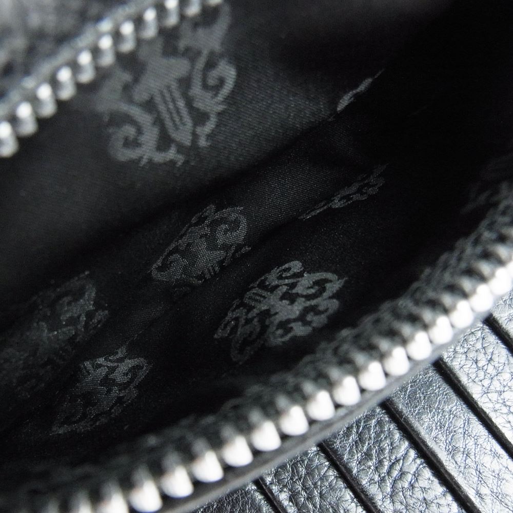 CHROME HEARTS クロムハーツ（原本有） WAVE CROSS BALL ウェーブ クロス ボール ボタン レザー ウォレット 財布 ブラック系【中古】