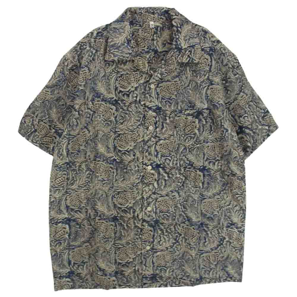 コッキ 23SS 23ss-b-02 Kalamkari shirt 総柄 オープンカラー コットン レーヨン 半袖 シャツ ブラウン系 2【極上美品】【中古】