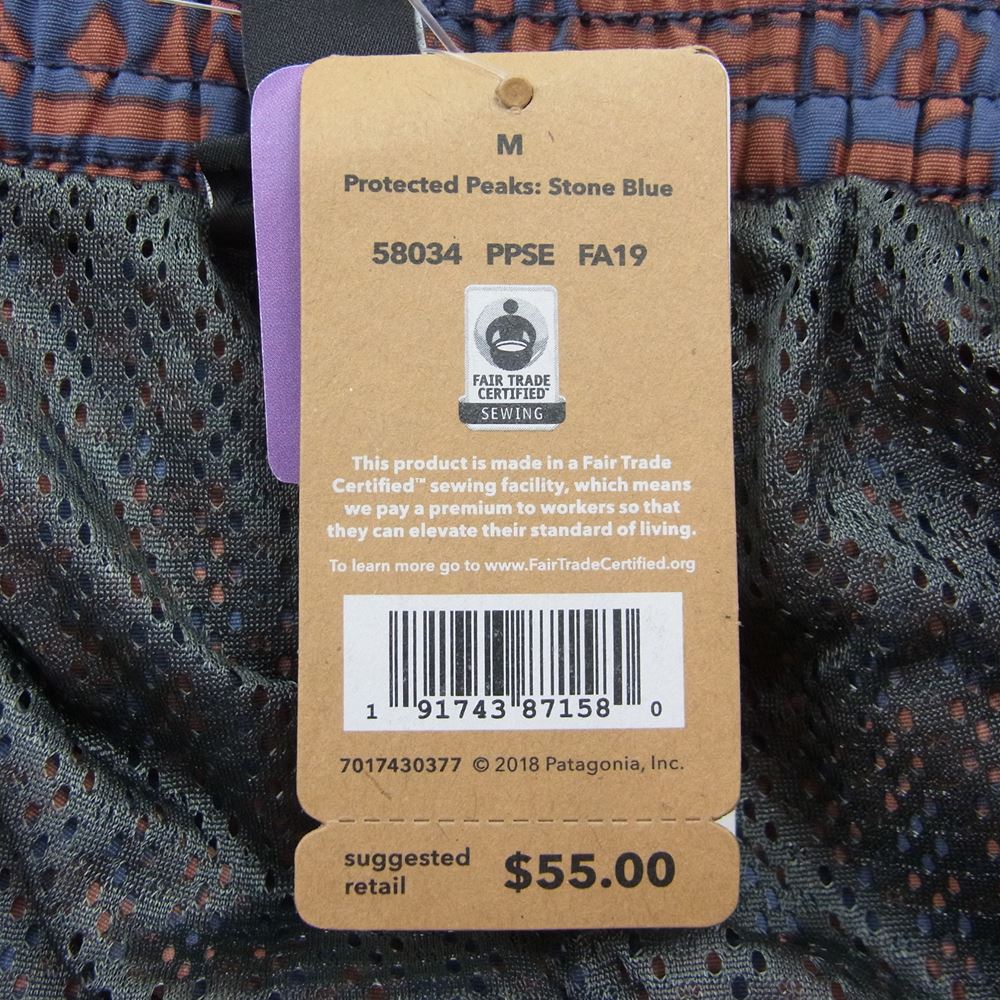 patagonia パタゴニア 19AW 58034 19年製 Baggies Long  7inch バギーズ ショーツ 7インチ 総柄 ネイビー系 エンジ系 M【極上美品】【中古】