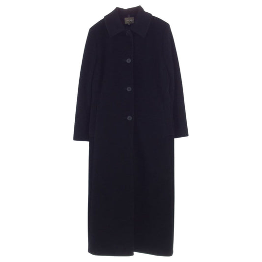 カルバンクライン 382-5 カシミヤ混 ウール ベルテッド ロング ステンカラーコート ブラック系 4【中古】