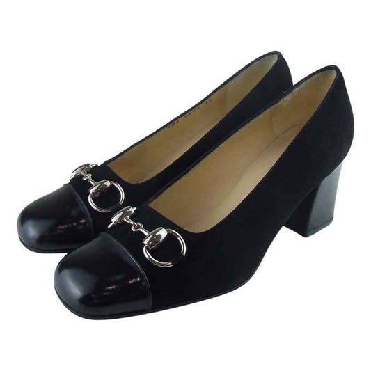 GUCCI グッチ 101 2292 ホースビット レザー ヒール パンプス ブラック系 36【中古】