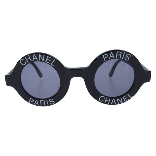 CHANEL シャネル 1945 イタリア製 ラウンド ロゴ サングラス ブラック系【中古】