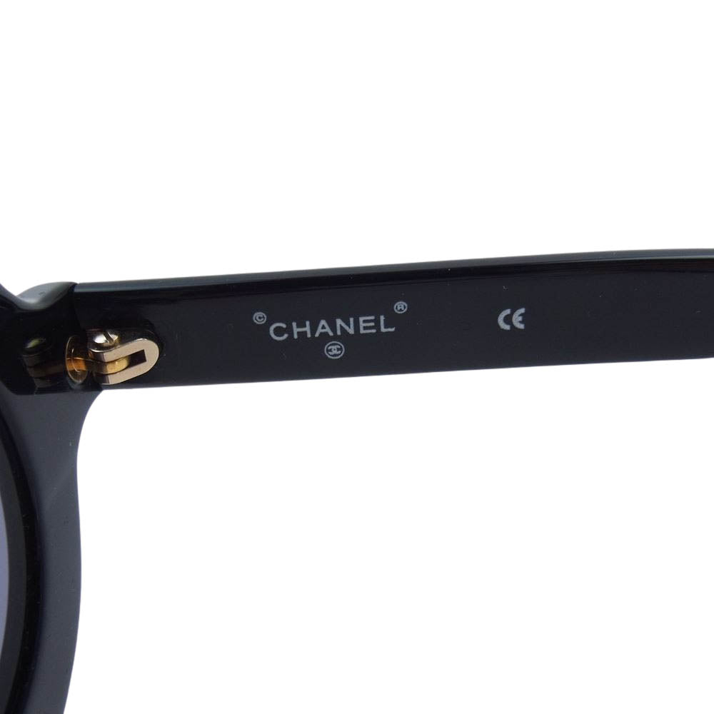 CHANEL シャネル 1945 イタリア製 ラウンド ロゴ サングラス ブラック系【中古】