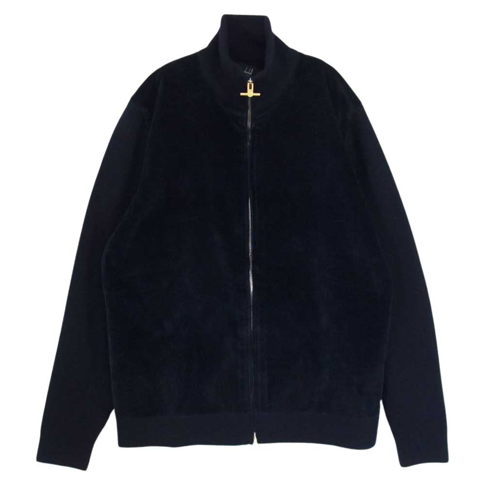 Dunhill ダンヒル LONDON ロンドン イタリア製 メリノ コーデュロイ フロント トラック ジップアップ ジャケット ネイビー系 S【美品】【中古】