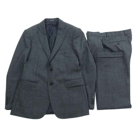 Emporio Armani エンポリオ・アルマーニ M LINE EXCLUSIVE FABRIC ウール 2B 総柄 セットアップ ブラック系 46【美品】【中古】