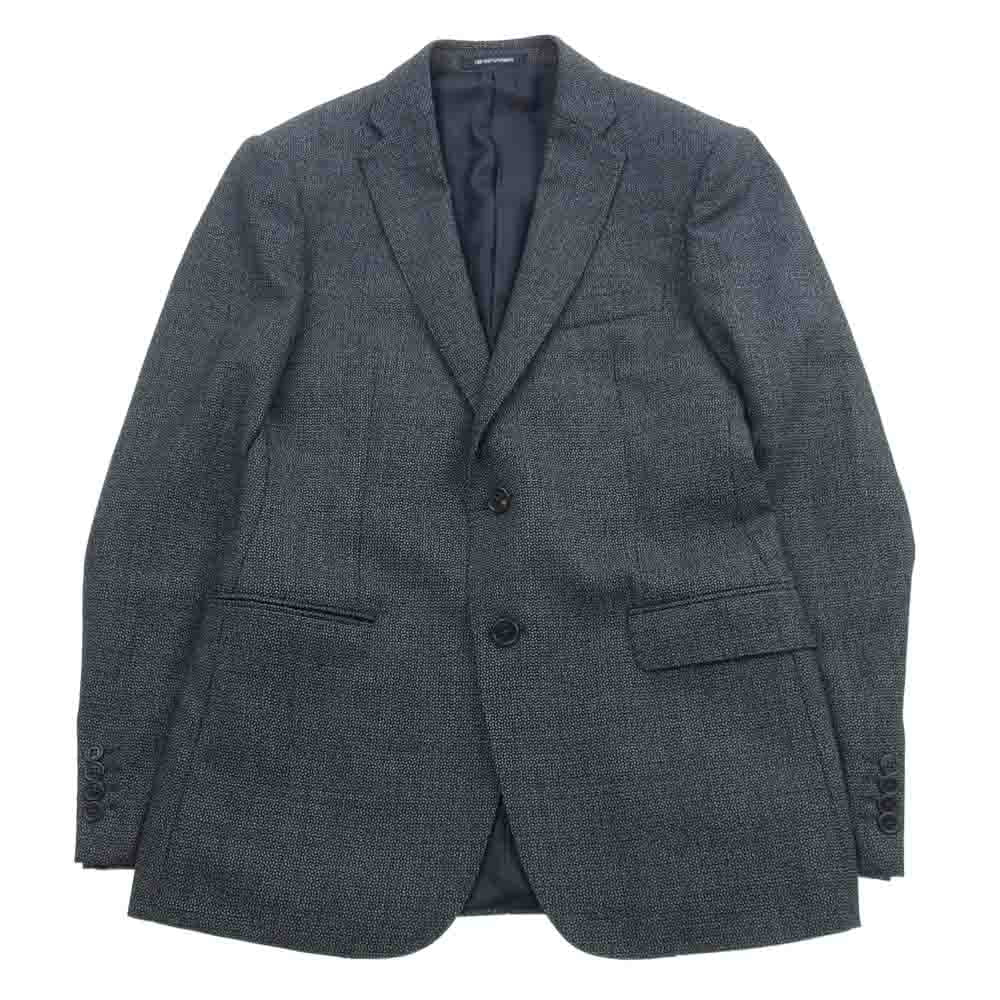 Emporio Armani エンポリオ・アルマーニ M LINE EXCLUSIVE FABRIC ウール 2B 総柄 セットアップ ブラック系 46【美品】【中古】