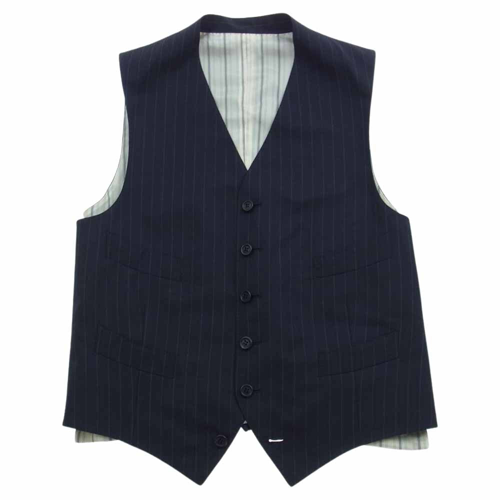 Dunhill ダンヒル BELGRAVIA ウール ストライプ 2B 本切羽 3P 3ピース セットアップ ネイビー系 36【美品】【中古】