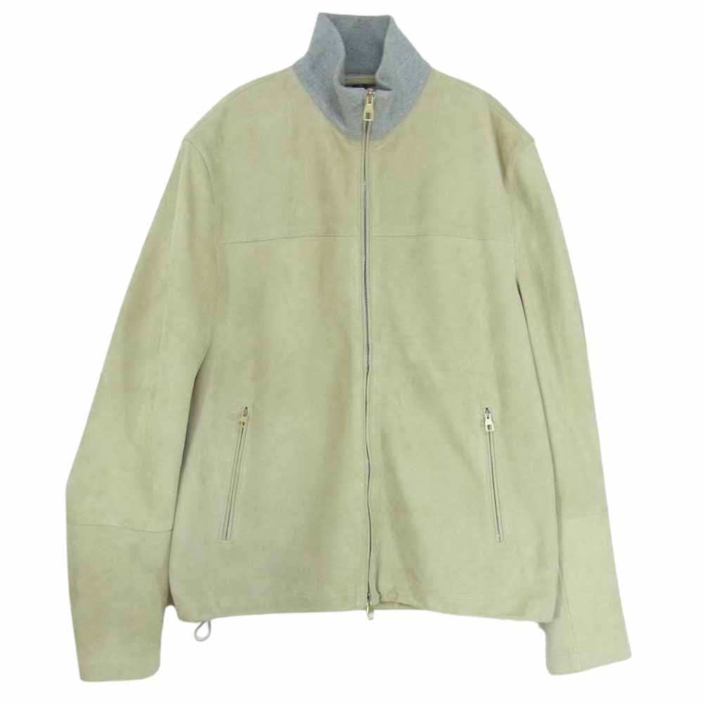 Dunhill ダンヒル LONDON ロンドン イタリア製 襟ニット切替 ラムレザー スエード フルジップ ジャケット ベージュ系 S【中古】
