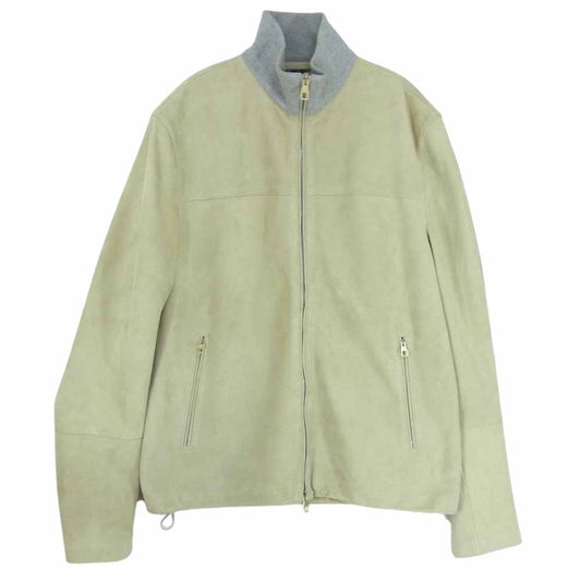 Dunhill ダンヒル LONDON ロンドン イタリア製 襟ニット切替 ラムレザー スエード フルジップ ジャケット ベージュ系 S【中古】