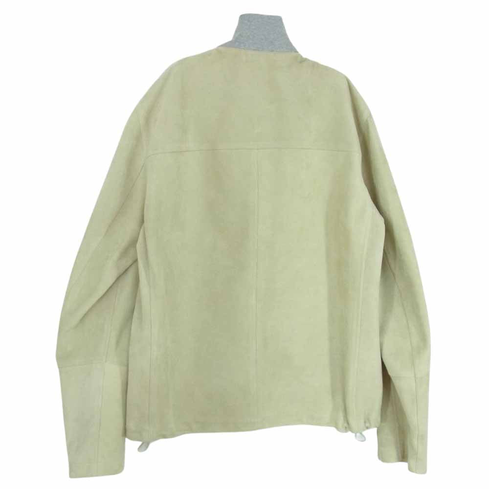 Dunhill ダンヒル LONDON ロンドン イタリア製 襟ニット切替 ラムレザー スエード フルジップ ジャケット ベージュ系 S【中古】