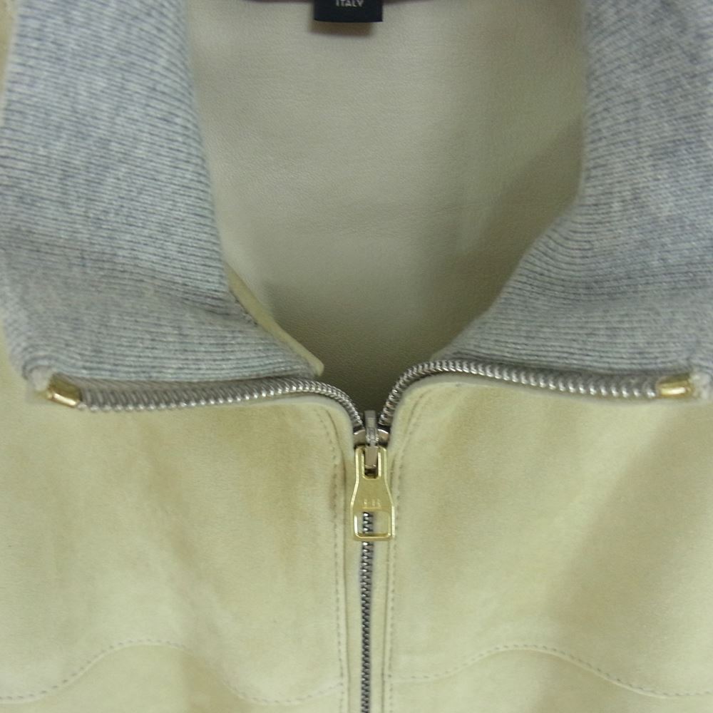 Dunhill ダンヒル LONDON ロンドン イタリア製 襟ニット切替 ラムレザー スエード フルジップ ジャケット ベージュ系 S【中古】