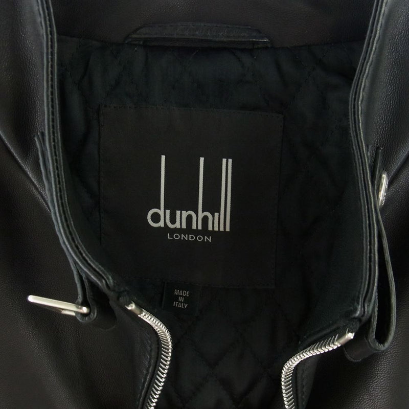 Dunhill ダンヒル LONDON ロンドン イタリア製 裏地キルティング ラムレザー シングル ジャケット ブラック ブラック系【美品】【中古】