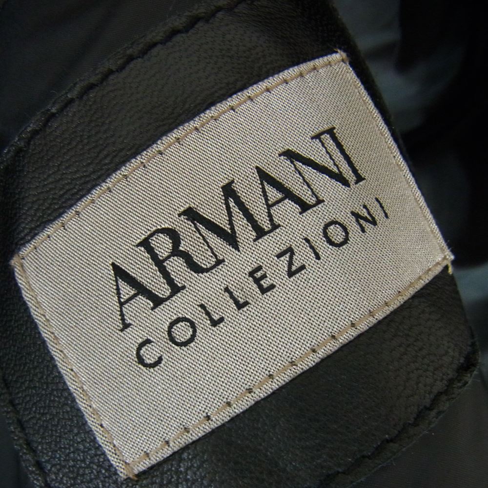 ARMANI COLLEZIONI アルマーニコレッツォーニ 国内正規品 クロコ型押し 裏地ボアムートン シングル ラムレザー ジャケット ブラック系 48【中古】