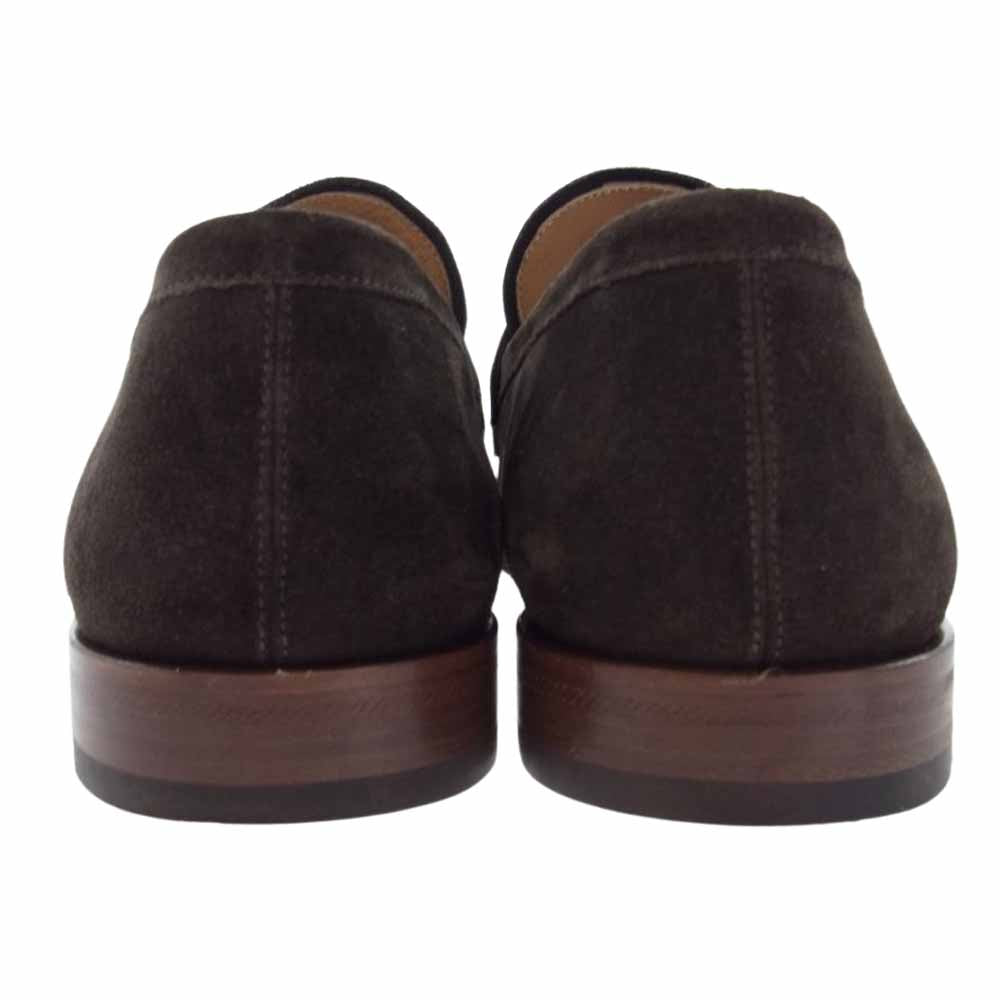 LOUIS VUITTON ルイ・ヴィトン 0128 LV ロゴ スエード Uチップ ローファー ダークブラウン系 8【中古】