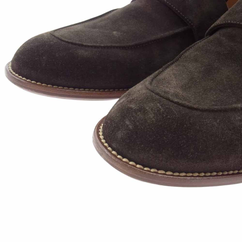 LOUIS VUITTON ルイ・ヴィトン 0128 LV ロゴ スエード Uチップ ローファー ダークブラウン系 8【中古】