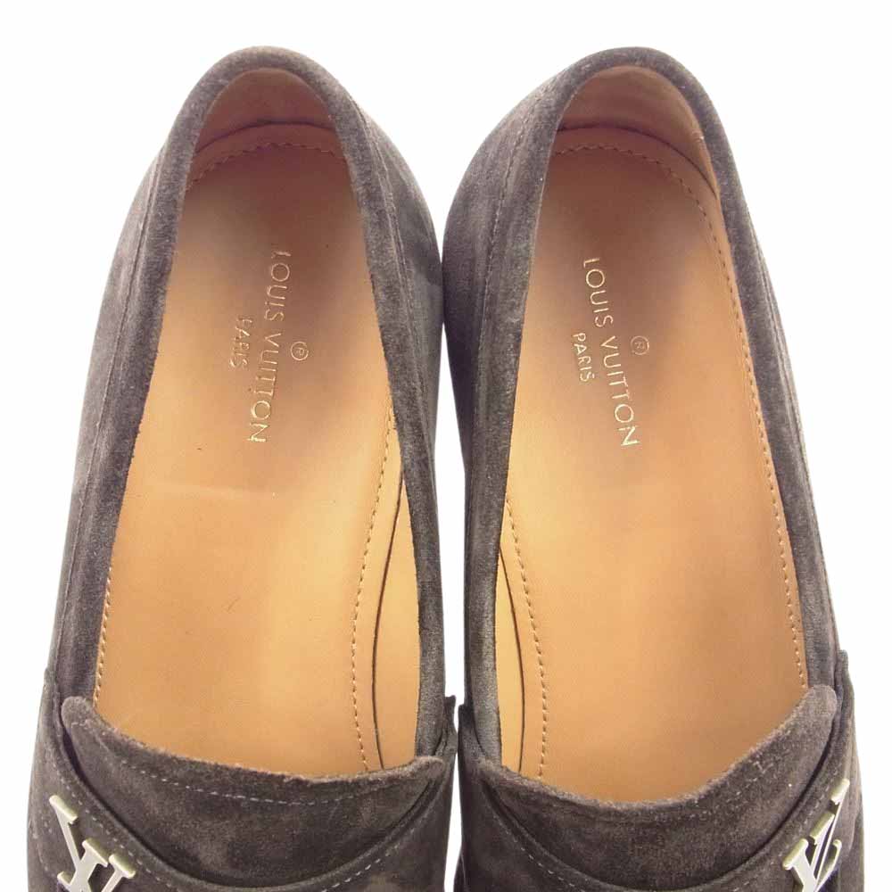 LOUIS VUITTON ルイ・ヴィトン 0128 LV ロゴ スエード Uチップ ローファー ダークブラウン系 8【中古】
