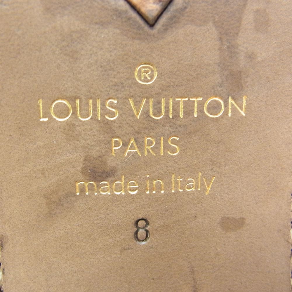 LOUIS VUITTON ルイ・ヴィトン 0128 LV ロゴ スエード Uチップ ローファー ダークブラウン系 8【中古】