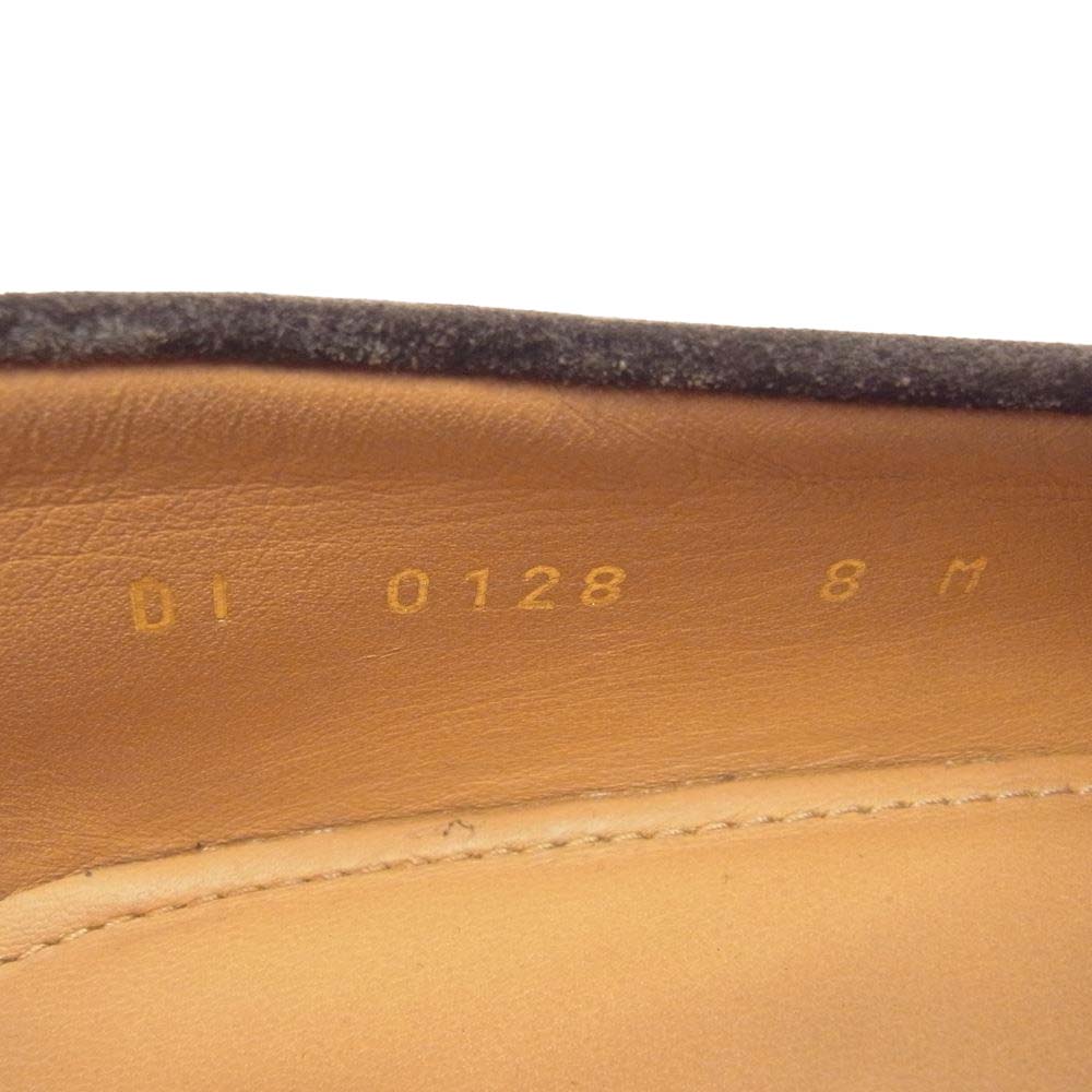 LOUIS VUITTON ルイ・ヴィトン 0128 LV ロゴ スエード Uチップ ローファー ダークブラウン系 8【中古】