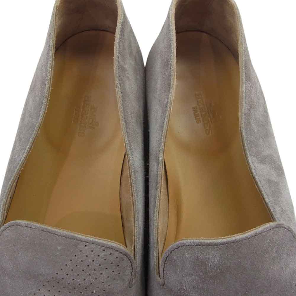 HERMES エルメス Hロゴ パンチング スエード ローファー グレー系 41.5【中古】