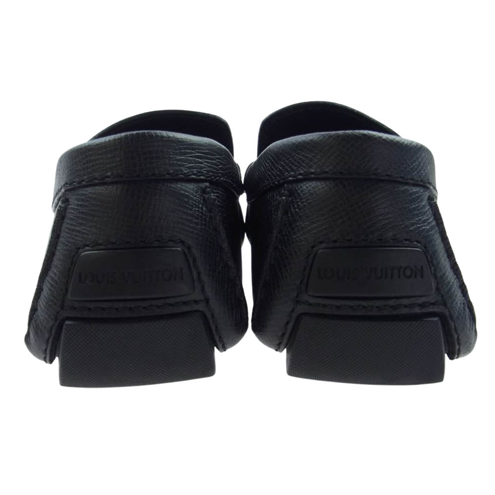 LOUIS VUITTON ルイ・ヴィトン 0118 LV ロゴ レザー ドライビング シューズ ローファー ブラック系 8【中古】