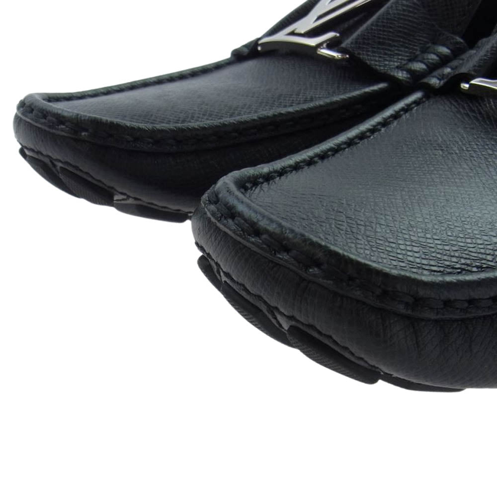 LOUIS VUITTON ルイ・ヴィトン 0118 LV ロゴ レザー ドライビング シューズ ローファー ブラック系 8【中古】
