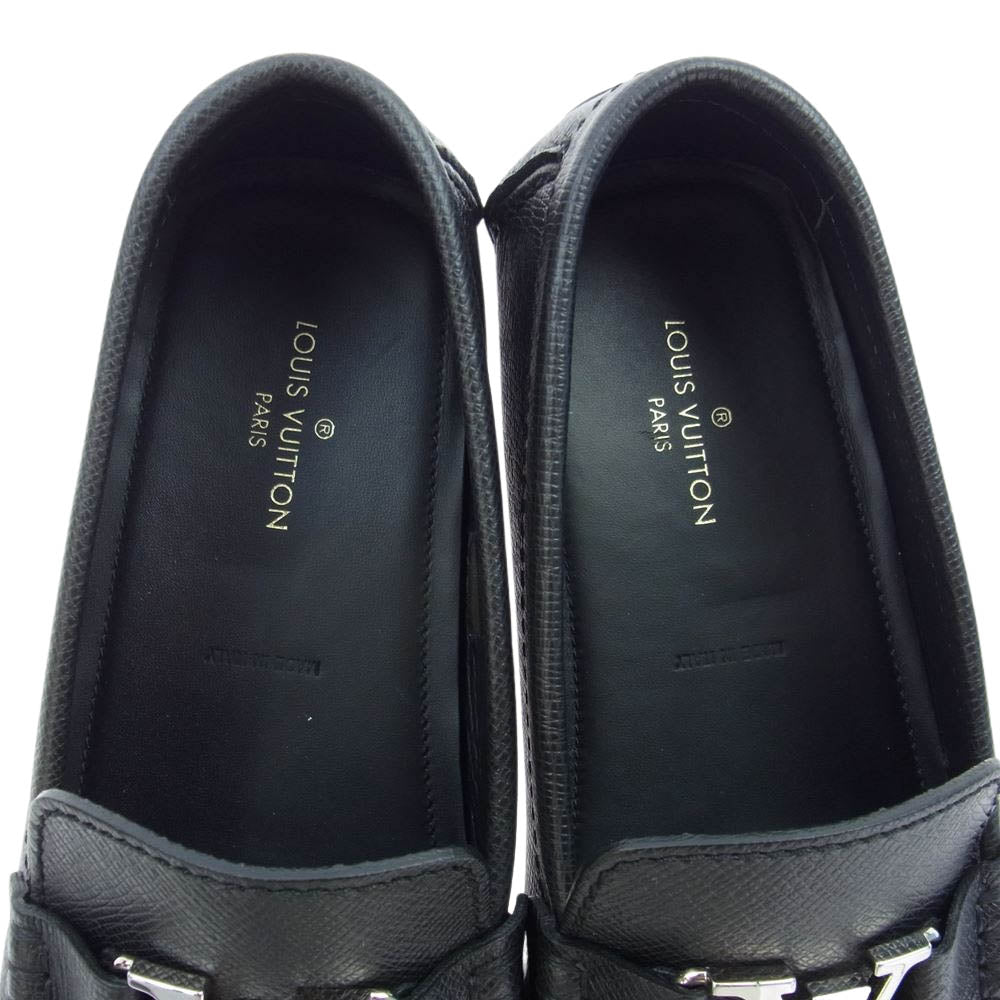 LOUIS VUITTON ルイ・ヴィトン 0118 LV ロゴ レザー ドライビング シューズ ローファー ブラック系 8【中古】