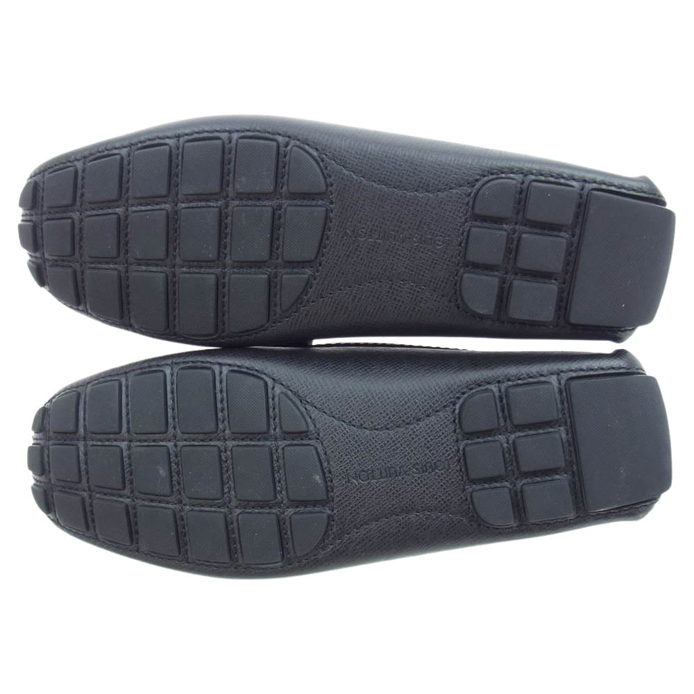 LOUIS VUITTON ルイ・ヴィトン 0118 LV ロゴ レザー ドライビング シューズ ローファー ブラック系 8【中古】