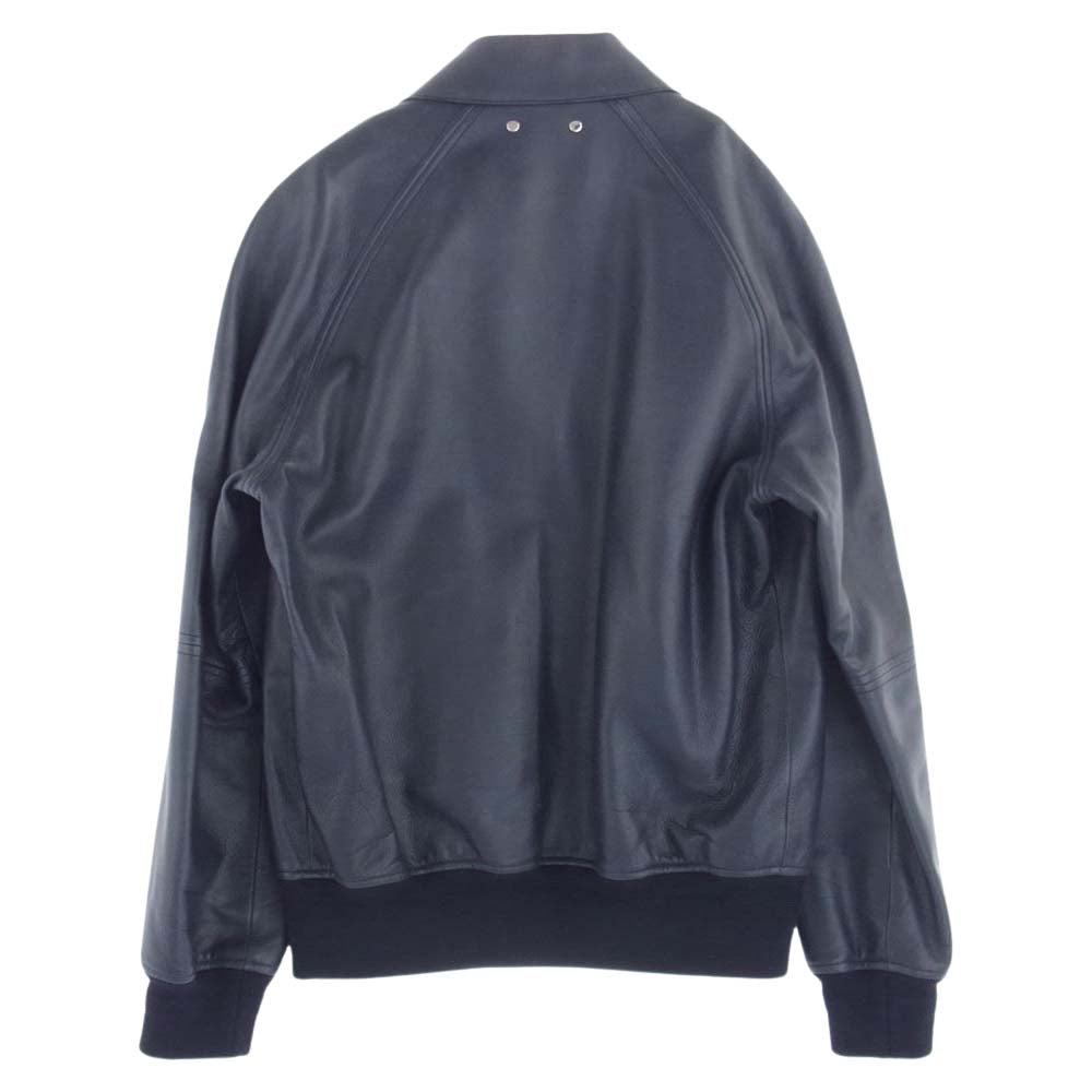 LOUIS VUITTON ルイ・ヴィトン Vロゴ リブ切替 ヴァーシティー レザー ジャケット スタジャン ダークグレー系 46【中古】