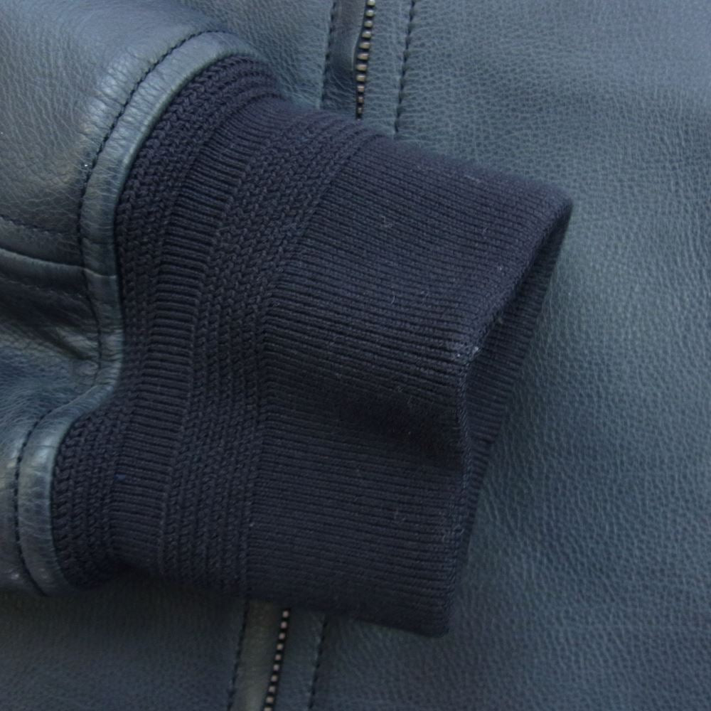 LOUIS VUITTON ルイ・ヴィトン Vロゴ リブ切替 ヴァーシティー レザー ジャケット スタジャン ダークグレー系 46【中古】