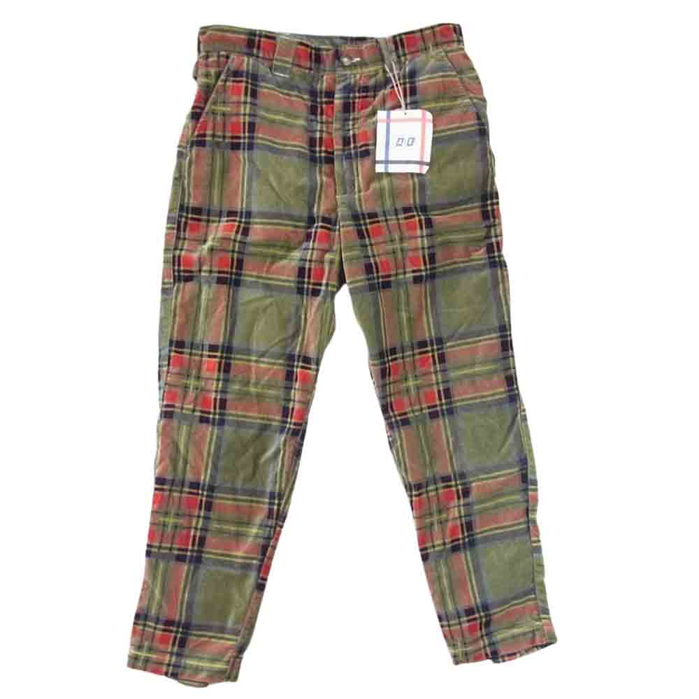 エーアイイー USA製 ネペンテス チェック ベロア パンツ カーキ系 32【極上美品】【中古】