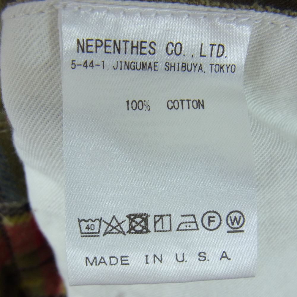 エーアイイー USA製 ネペンテス チェック ベロア パンツ カーキ系 32【極上美品】【中古】