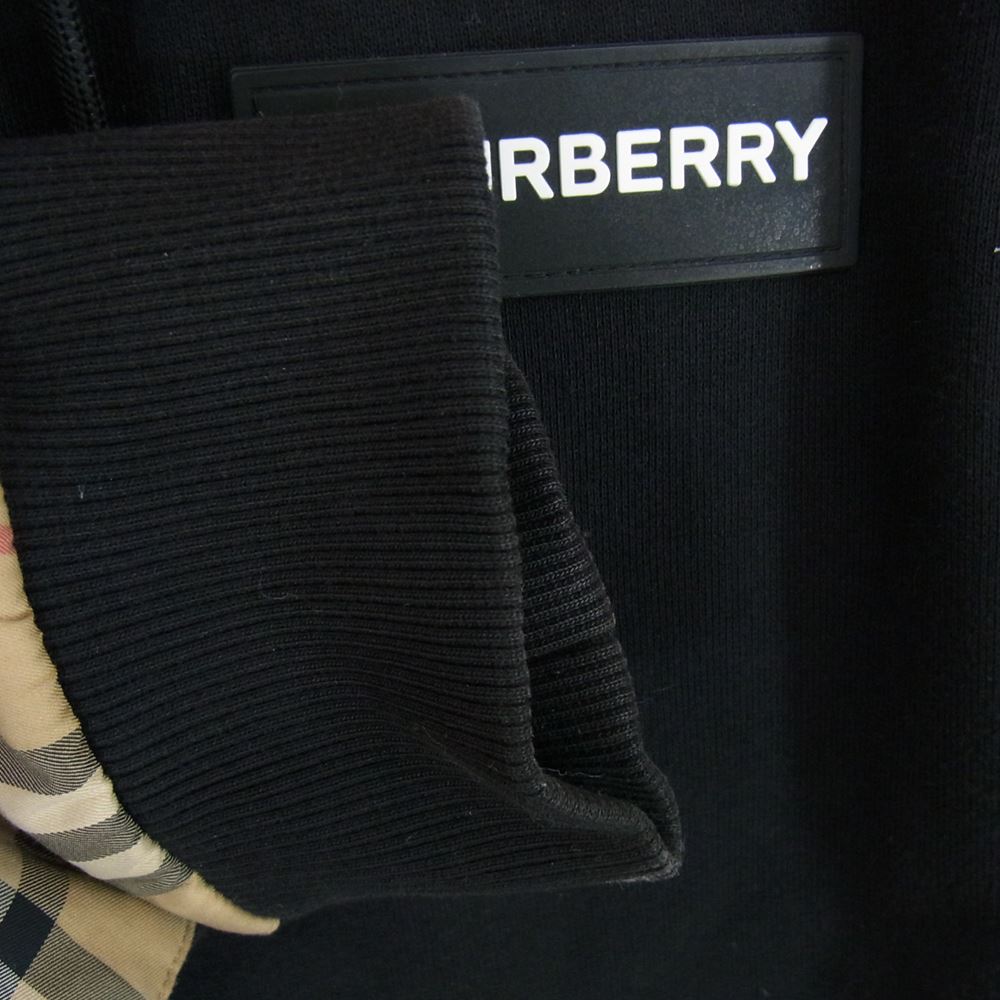 BURBERRY バーバリー 8025684 ノヴァチェック切替 フルジップ ジップアップ パーカー ブラック系 S/P【中古】