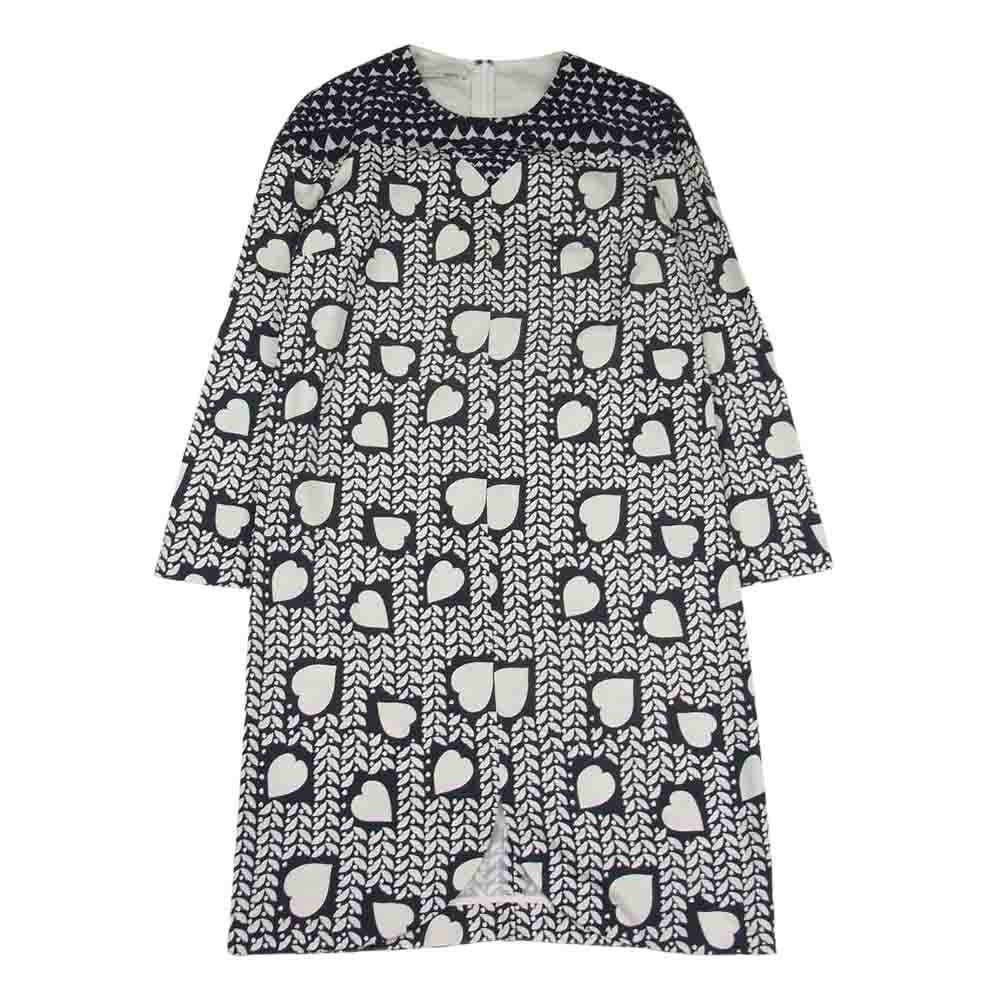 Stella McCartney ステラマッカートニー HEARTS AND LIPS PRINT DRESS シルク100％ ハート リップス プリント 総柄 バックファスナー ワンピース ブラック系 36【中古】
