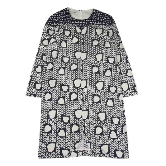 Stella McCartney ステラマッカートニー HEARTS AND LIPS PRINT DRESS シルク100％ ハート リップス プリント 総柄 バックファスナー ワンピース ブラック系 36【中古】