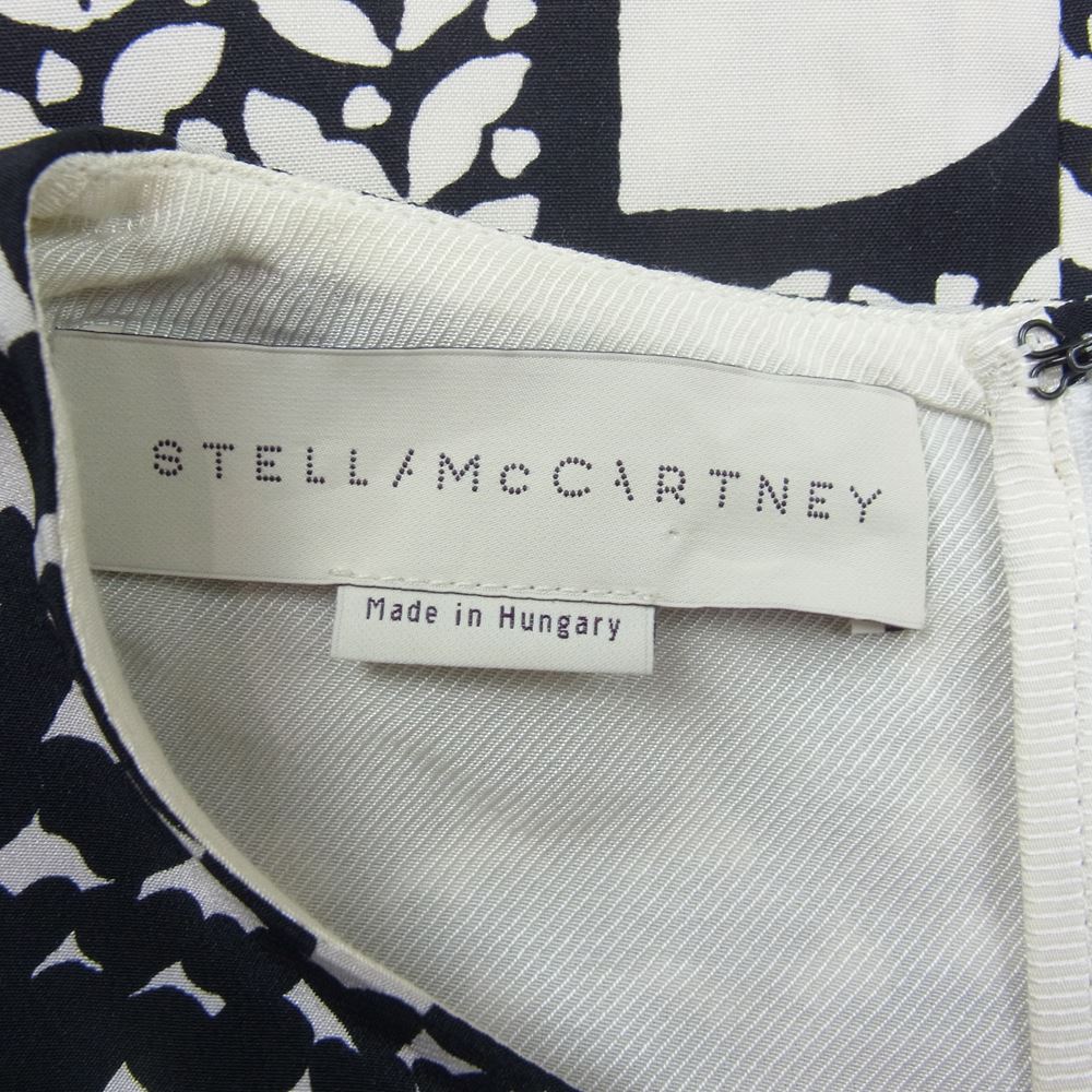 Stella McCartney ステラマッカートニー HEARTS AND LIPS PRINT DRESS シルク100％ ハート リップス プリント 総柄 バックファスナー ワンピース ブラック系 36【中古】