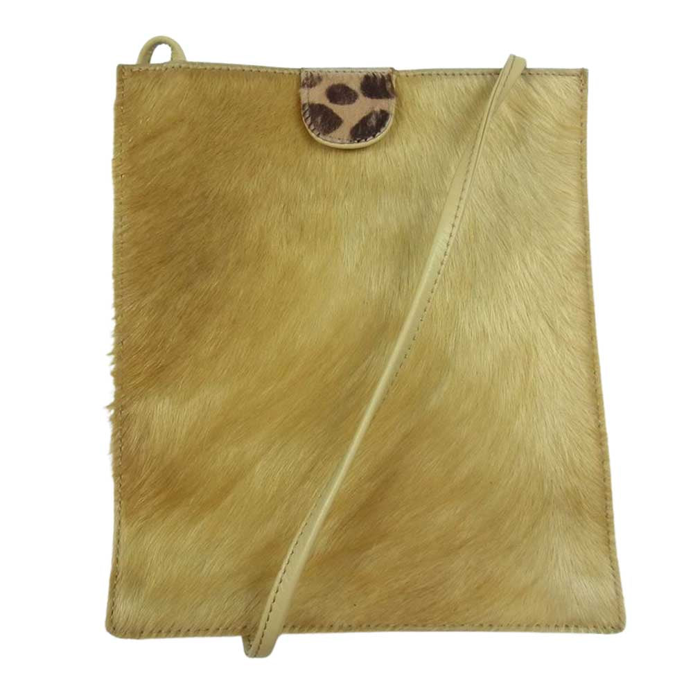 MOSCHINO モスキーノ ハラコ レザー ショルダーバッグ イエロー系【中古】