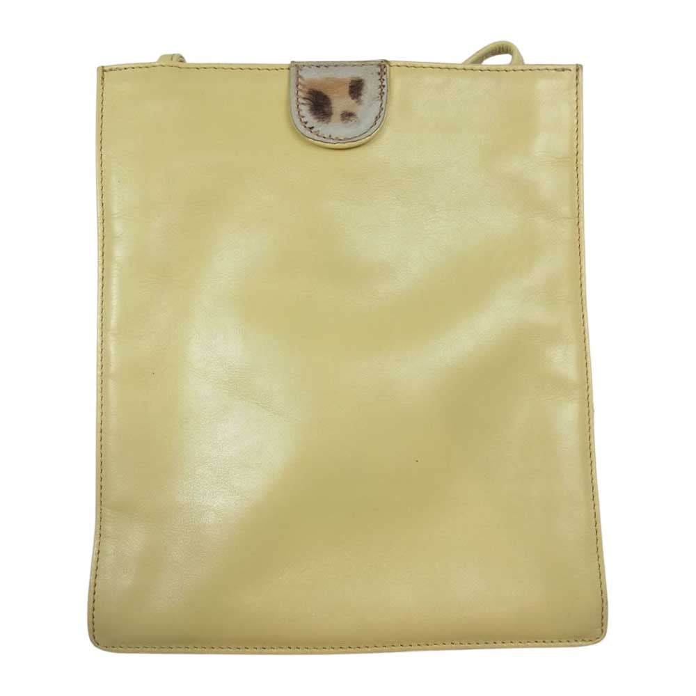 MOSCHINO モスキーノ ハラコ レザー ショルダーバッグ イエロー系【中古】