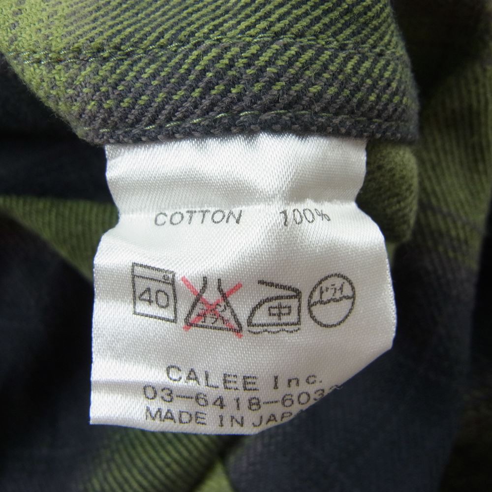 CALEE キャリー コットン チェック 長袖 シャツ グリーン系 M【中古】