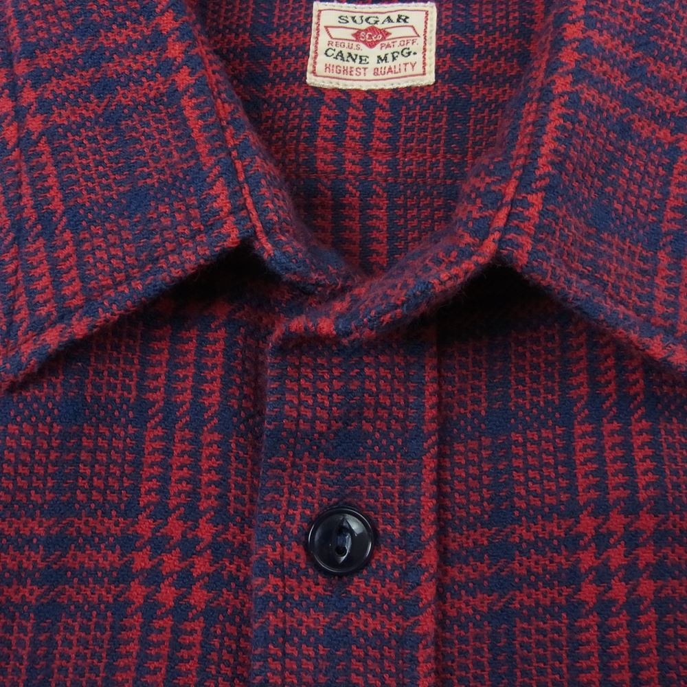 SUGAR CANE シュガーケーン SC27063 ツイル チェック ワーク 長袖 シャツ レッド系 ネイビー系 M【中古】