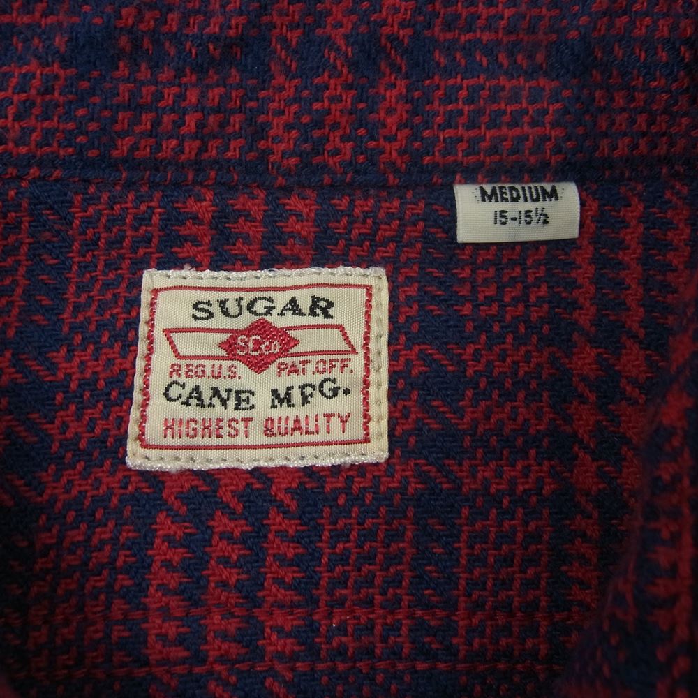 SUGAR CANE シュガーケーン SC27063 ツイル チェック ワーク 長袖 シャツ レッド系 ネイビー系 M【中古】